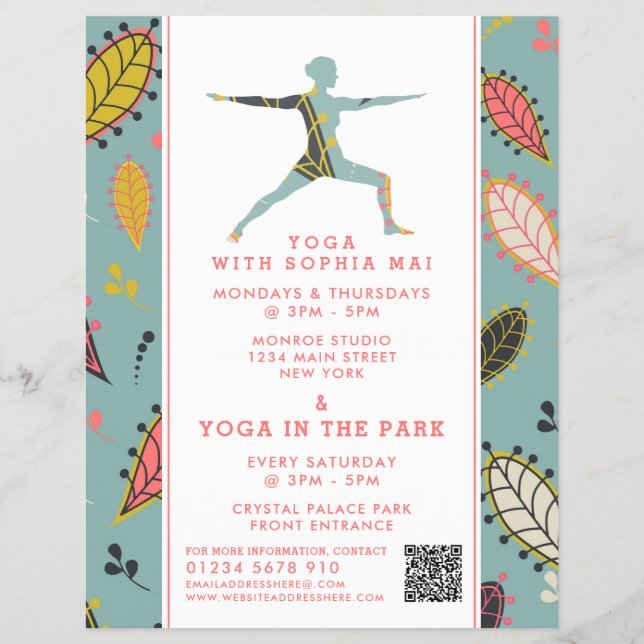 Trendy Modern Boho Yoga Class Advertising Flyer (Front)