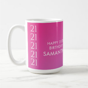 Trendy Modern Bold Pink Gradient 21st Birthday Coffee Mug