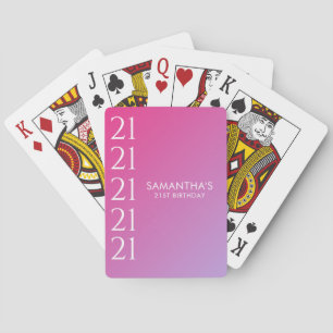 Trendy Modern Bold Pink Gradient 21st Birthday Playing Cards