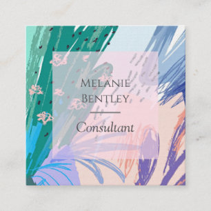 Trendy Modern Botanical Art Eye Catching Square Business Card
