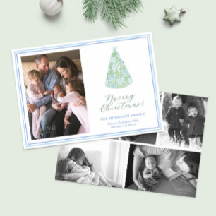 Trendy Modern Bows Christmas Tree Photo Collage Holiday Card