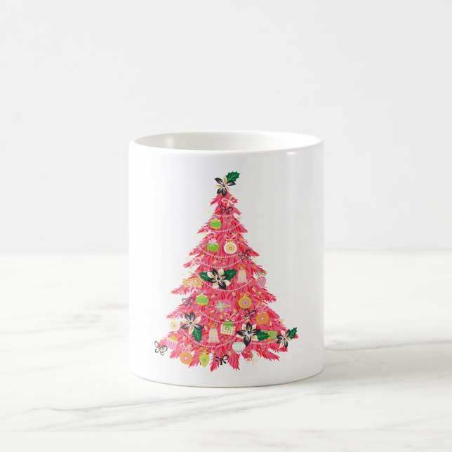 trendy modern bright colour festive christmas tree coffee mug (Center)