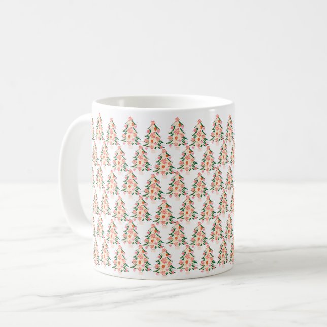 trendy modern bright colour festive christmas tree coffee mug (Front Left)