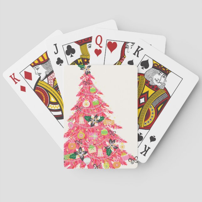 trendy modern bright colour festive christmas tree playing cards (Back)