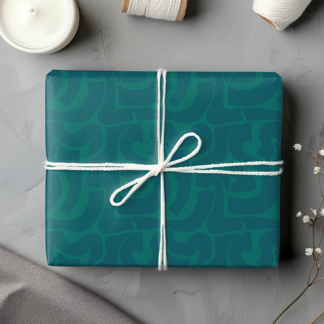 Trendy Modern Bright Coloured Turquoise & Navy Blu Wrapping Paper Sheet (Creator Uploaded)