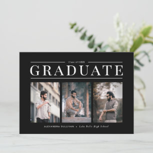 Trendy Modern Calligraphy 3 Photo Collage Graduate Announcement