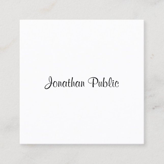 Trendy Modern Calligraphy Script Name Template Square Business Card (Front)
