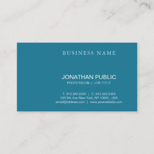 Trendy Modern Calligraphy Script Turquoise Plain Business Card