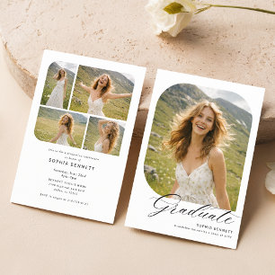 Trendy Modern Casual Photo Collage Graduation Invitation