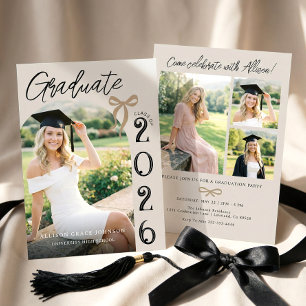 Trendy Modern Casual Photo Graduation Invitation