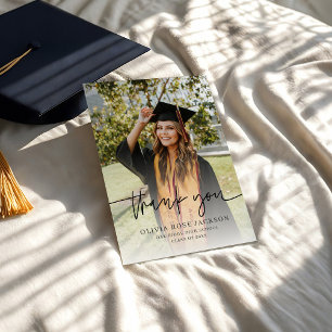 Trendy Modern Casual Photo Graduation Thank You Card