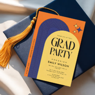 Trendy Modern Casual Retro Grad Party Graduation Invitation