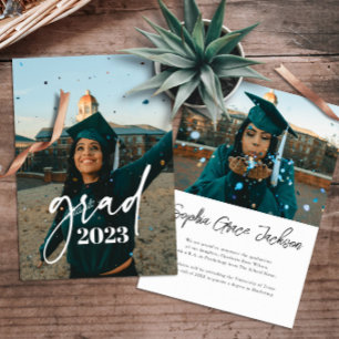 Trendy Modern Casual Typography Photo Graduation Announcement