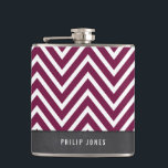 TRENDY modern chevron pattern grey maroon plum Hip Flask<br><div class="desc">A modern design personalised with your name or saying of your choice. Perfect as a unique gift for a special anniversary, father-in-law, groomsman, graduate or twenty-first birthday present. >>> TIPS - Simply hit the "Customise it" button and add/change the text, fonts, colours or to add/move and resize a photo to...</div>