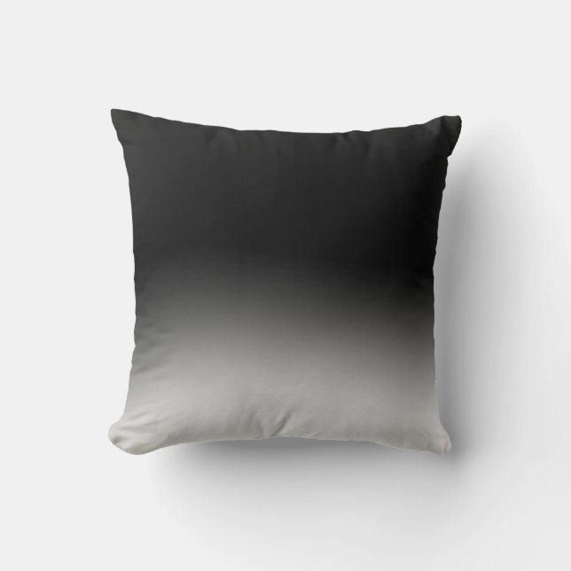 Trendy modern chic abstract black and white ombre cushion (Front)