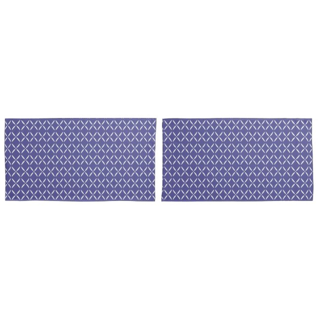 Trendy Modern Chic Blue Purple and white Flowers  Pillowcase (Front-Set)