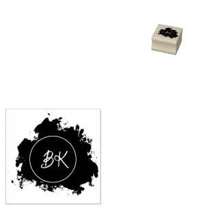 Trendy Modern Chic Monogram Initials Rubber Stamp