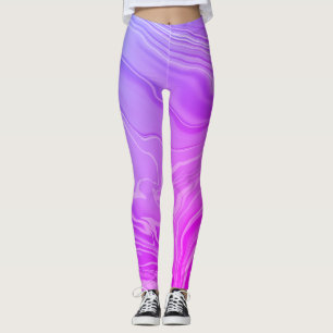 Trendy modern chic pink purple marble leggings