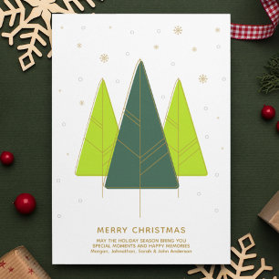 Trendy Modern Christmas Tree Green Holiday Card