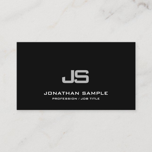Trendy Modern Clean Elegant Monogrammed Plain Business Card (Front)