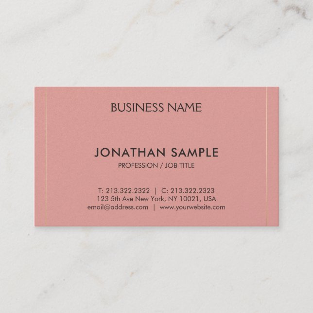 Trendy Modern Clean Elegant Plain Deluxe Business Card (Front)