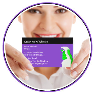 Trendy Modern Cleaning Service Business Cards 