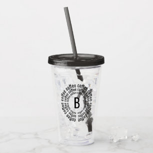 Trendy Modern Coffee Spiral Monogram Acrylic Tumbler