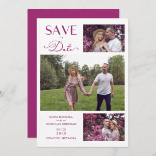 Trendy Modern Collage 3 Photos Wedding  Save The Date