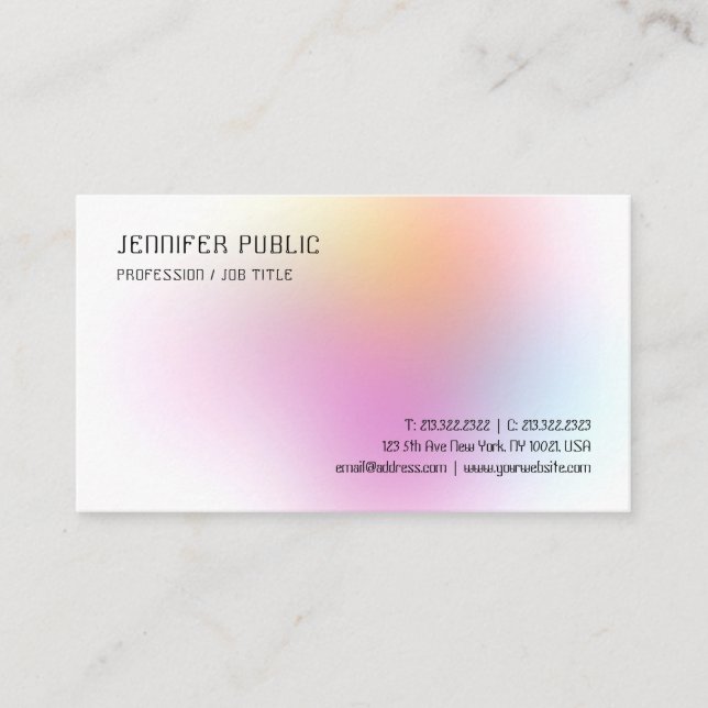 Trendy Modern Colorful Professional Elegant Design Business Card (Front)