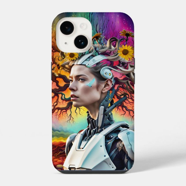 Trendy Modern Colourful Android Tree iPhone Case (Back)