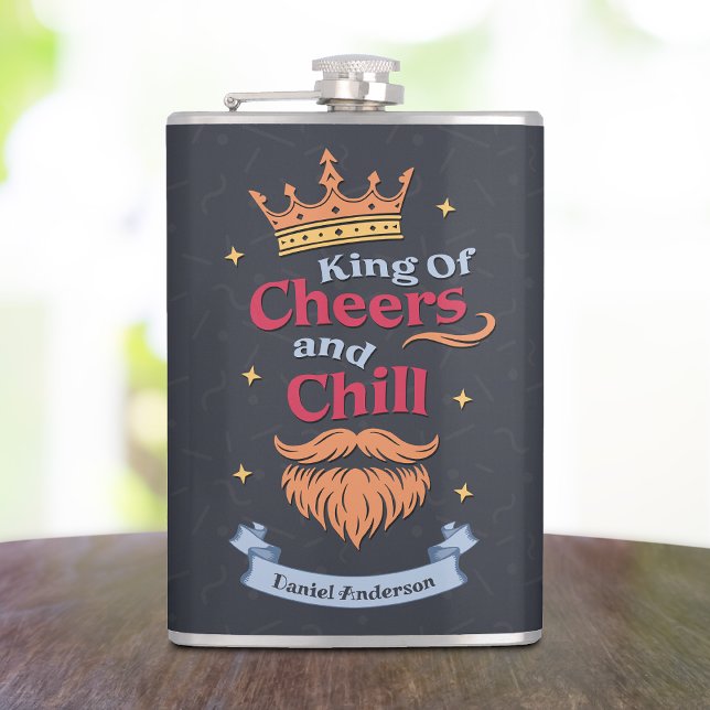 Trendy Modern Colourful Funny King Quote Typograph Hip Flask (Creator Uploaded)
