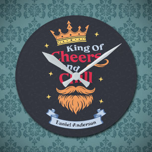 Trendy Modern Colourful Funny King Quote Typograph Round Clock