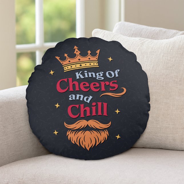 Trendy Modern Colourful Funny King Quote Typograph Round Cushion (Creator Uploaded)