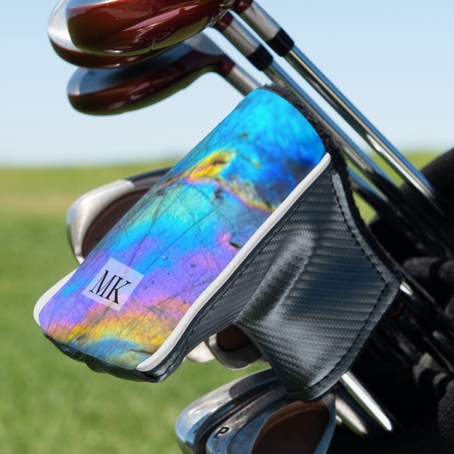 Trendy Modern Colourful Initial Monogram Golf Head Cover (Modern Trendy Agate Stone Initial Monogram Golf Head Cover)