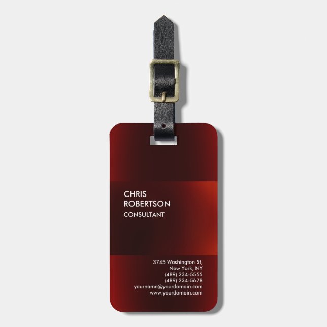 Trendy Modern Dark Red Luggage Tag (Front Vertical)