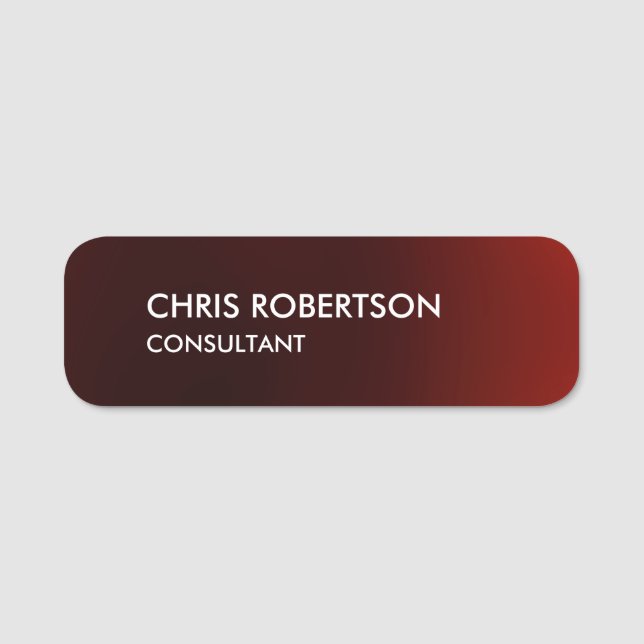 Trendy Modern Dark Red Name Tag (Front)
