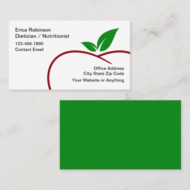 Trendy Modern Dietitian Nutritionist  Business Card (Front/Back)