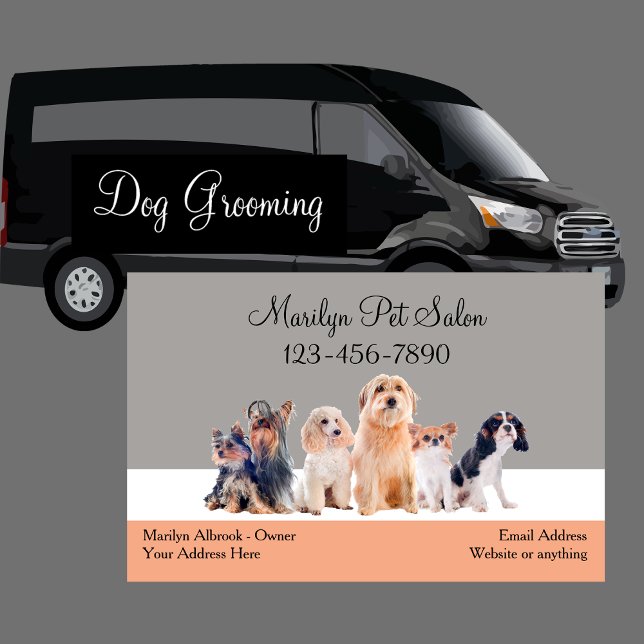 Trendy Modern Dog Salon Business Card (Creator Uploaded)