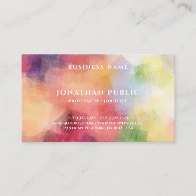 Trendy Modern Elegant Abstract Art Template Simple Business Card (Front)