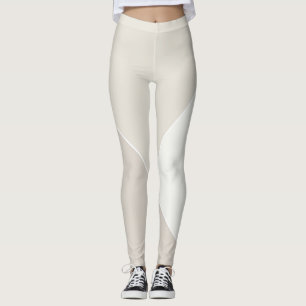 Trendy Modern Elegant Beige Brown White Chic Leggings