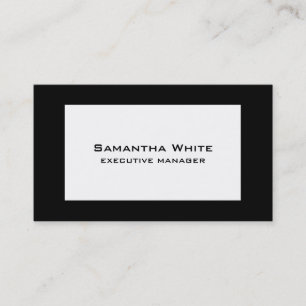 Trendy Modern Elegant Black Border White Business Card