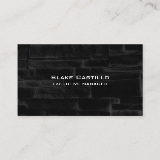 Trendy Modern Elegant Black Grey Wall Bricks Business Card (Front)
