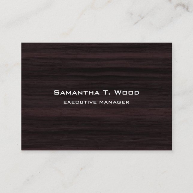 Trendy Modern Elegant Brown Wood Executive Manager Business Card (Front)