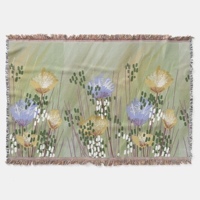 Trendy Modern Elegant Chic Abstract floral Throw Blanket (Front)