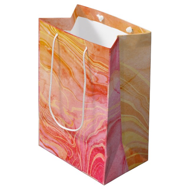 Trendy Modern Elegant Chic Marble Medium Gift Bag (Front Angled)