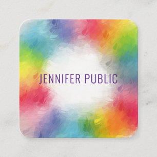 Trendy Modern Elegant Colourful Template Square Business Card