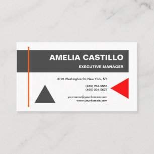 Trendy Modern Elegant Contemporary Grey Red White Business Card