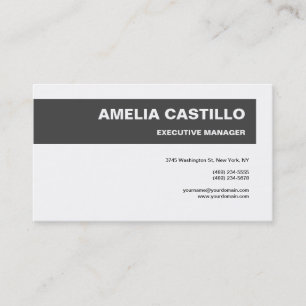 Trendy Modern Elegant Contemporary Grey White Business Card