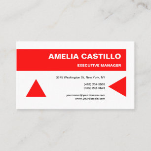 Trendy Modern Elegant Contemporary Red White Business Card