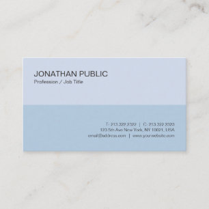 Trendy Modern Elegant Design Blue Simple Plain Business Card